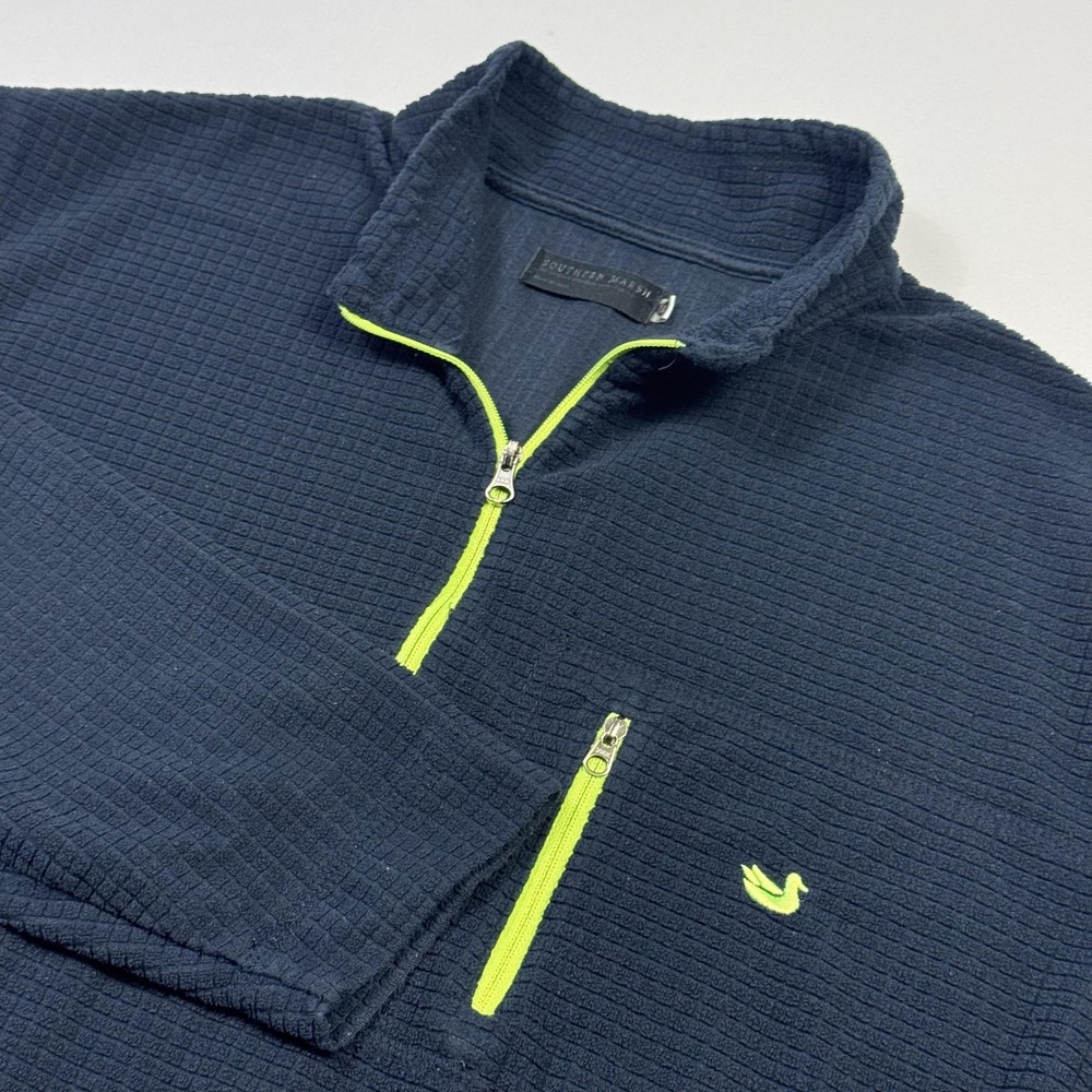 Southern Marsh FieldTec Pullover Waffle Knit Mens Large Blue 1/4 Thermal
